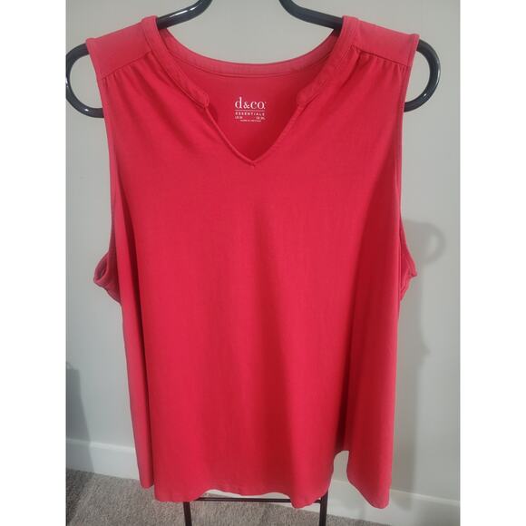 Denim & Co Size 3X Red Jersey Split Neck Swing Tank A648429 NWOT - Picture 2 of 8